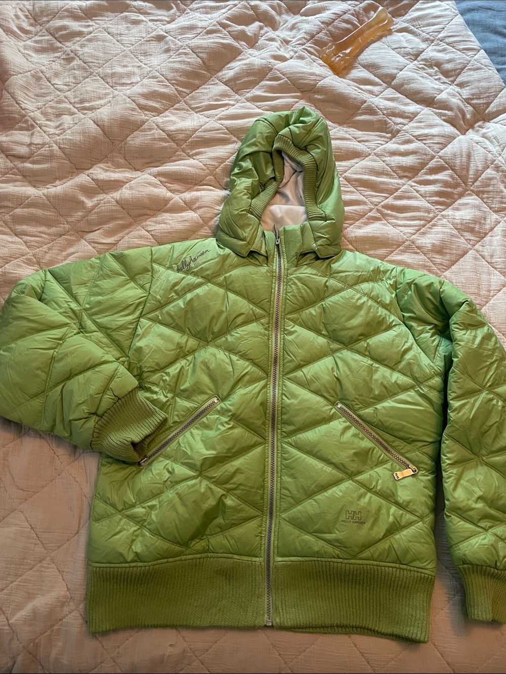 Helly Hansen Green Quilted Hooded Puffer Jacket